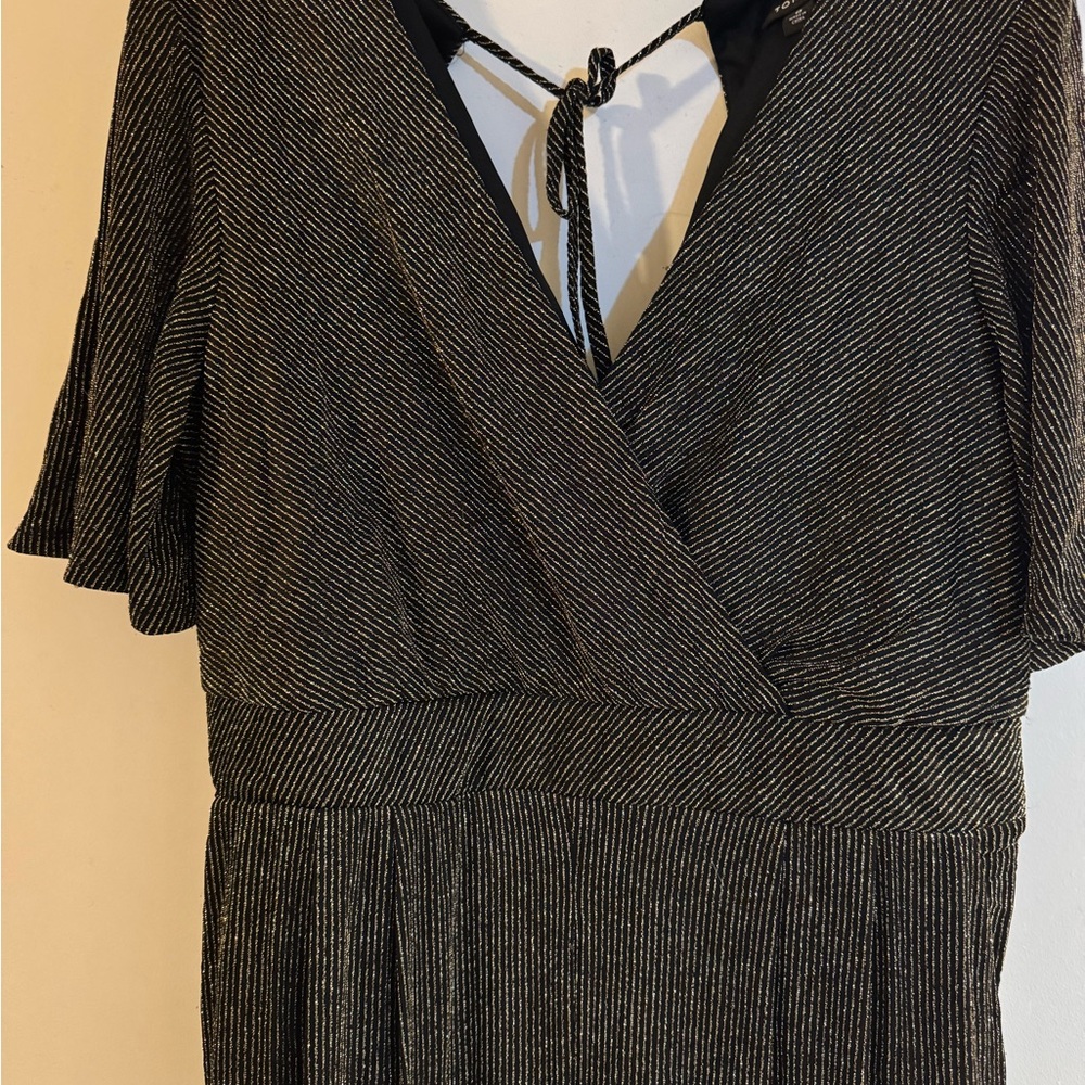 Torrid Black and Gold Striped Wide Leg Jumpsuit